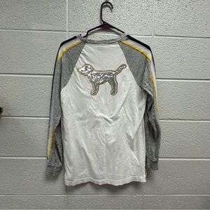 PINK Victoria’s Secret Sequin Dog Raglan Top Long Sleeve Small